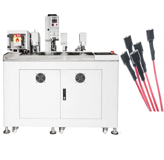 熱収縮チューブ挿入・ツイスト・半田・圧着機 - 自動ワイヤー圧着機